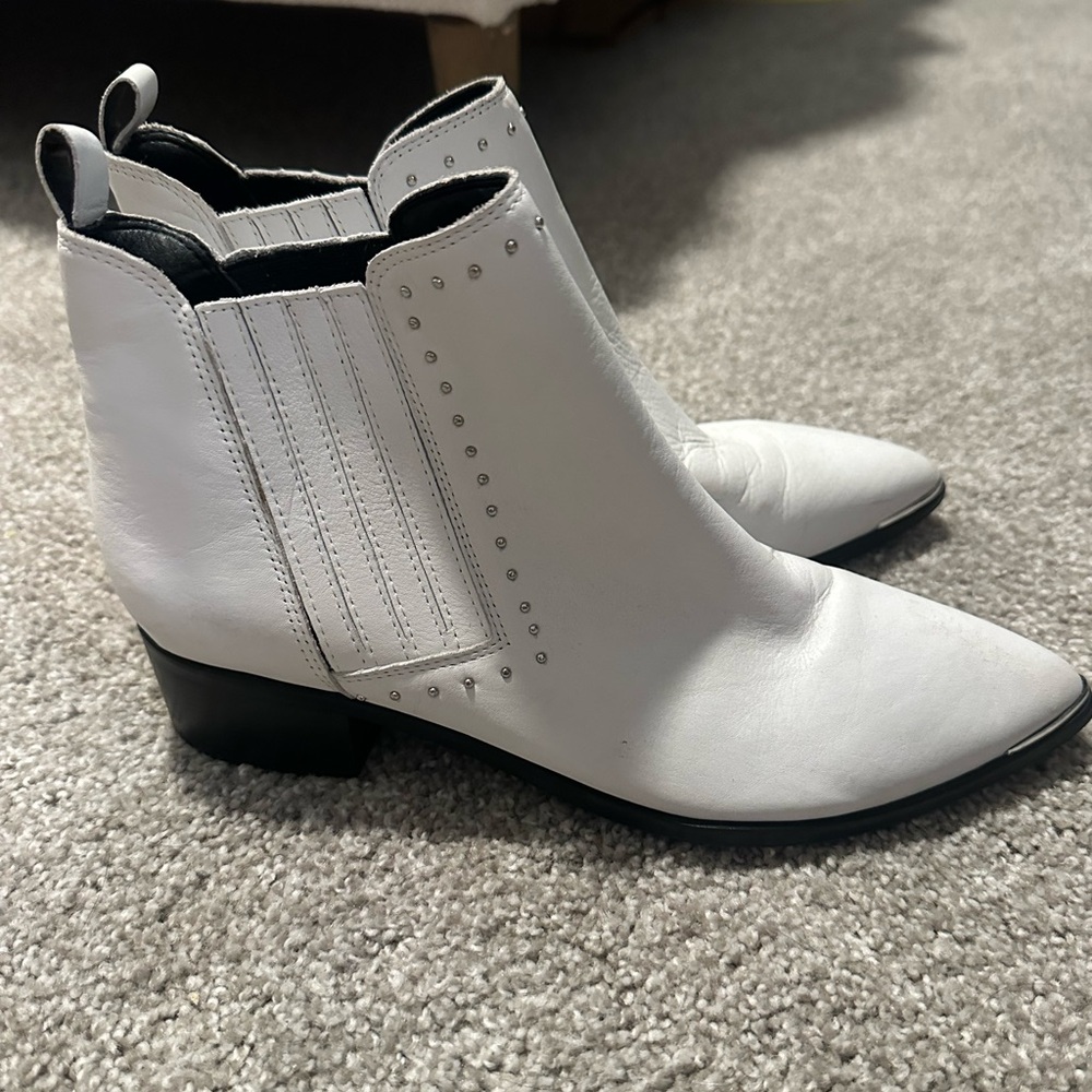 Marc Fisher Yami White Silver Studded Booties